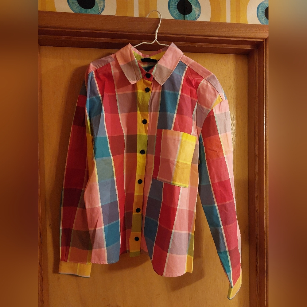 Colorful Plaid Shirt And Skirt Set - Picture 3 of 8